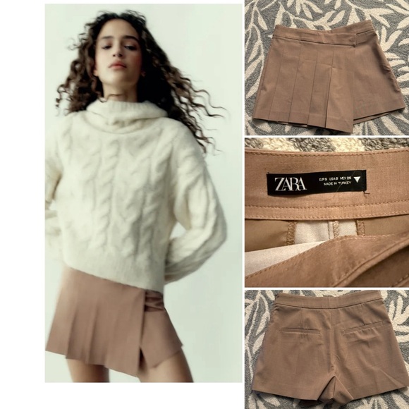 Zara pleated front skort size S🤎 - Picture 1 of 14